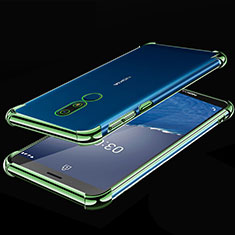 Custodia Silicone Trasparente Ultra Sottile Cover Morbida H01 per Nokia C3 Verde