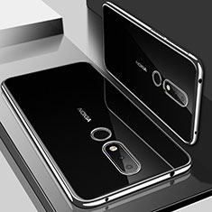 Custodia Silicone Trasparente Ultra Sottile Cover Morbida H01 per Nokia X6 Argento