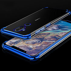 Custodia Silicone Trasparente Ultra Sottile Cover Morbida H01 per Nokia X7 Blu