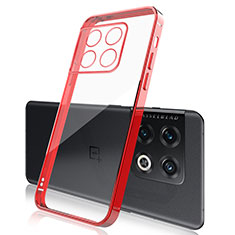 Custodia Silicone Trasparente Ultra Sottile Cover Morbida H01 per OnePlus 10 Pro 5G Rosso