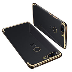 Custodia Silicone Trasparente Ultra Sottile Cover Morbida H01 per OnePlus 5T A5010 Oro