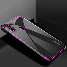 Custodia Silicone Trasparente Ultra Sottile Cover Morbida H01 per Oppo A8 Viola