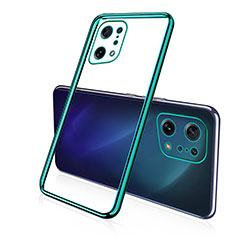 Custodia Silicone Trasparente Ultra Sottile Cover Morbida H01 per Oppo Find X5 Pro 5G Verde