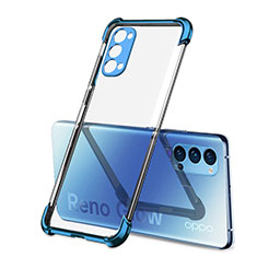 Custodia Silicone Trasparente Ultra Sottile Cover Morbida H01 per Oppo Reno4 Pro 5G Blu