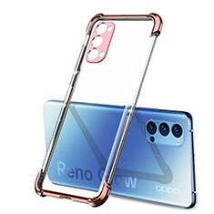 Custodia Silicone Trasparente Ultra Sottile Cover Morbida H01 per Oppo Reno4 Pro 5G Oro Rosa