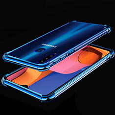 Custodia Silicone Trasparente Ultra Sottile Cover Morbida H01 per Samsung Galaxy A20s Blu