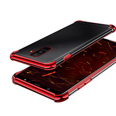 Custodia Silicone Trasparente Ultra Sottile Cover Morbida H01 per Samsung Galaxy A6 Plus Rosso
