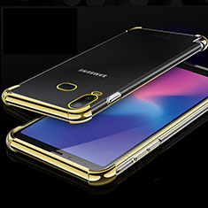 Custodia Silicone Trasparente Ultra Sottile Cover Morbida H01 per Samsung Galaxy A6s Oro