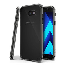 Custodia Silicone Trasparente Ultra Sottile Cover Morbida H01 per Samsung Galaxy A7 (2017) A720F Grigio