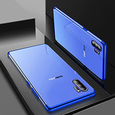 Custodia Silicone Trasparente Ultra Sottile Cover Morbida H01 per Samsung Galaxy Note 10 Plus 5G Blu