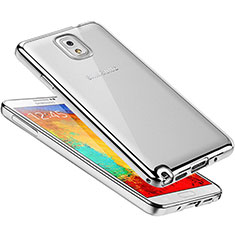 Custodia Silicone Trasparente Ultra Sottile Cover Morbida H01 per Samsung Galaxy Note 3 N9000 Argento