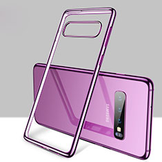 Custodia Silicone Trasparente Ultra Sottile Cover Morbida H01 per Samsung Galaxy S10 Plus Viola