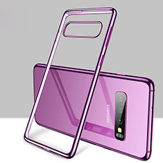 Custodia Silicone Trasparente Ultra Sottile Cover Morbida H01 per Samsung Galaxy S10 Viola