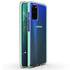 Custodia Silicone Trasparente Ultra Sottile Cover Morbida H01 per Samsung Galaxy S20 Plus 5G Ciano
