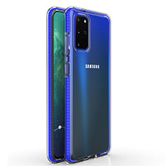 Custodia Silicone Trasparente Ultra Sottile Cover Morbida H01 per Samsung Galaxy S20 Plus Blu