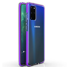 Custodia Silicone Trasparente Ultra Sottile Cover Morbida H01 per Samsung Galaxy S20 Plus Viola