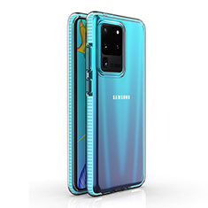 Custodia Silicone Trasparente Ultra Sottile Cover Morbida H01 per Samsung Galaxy S20 Ultra 5G Cielo Blu