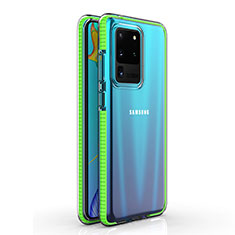 Custodia Silicone Trasparente Ultra Sottile Cover Morbida H01 per Samsung Galaxy S20 Ultra Verde