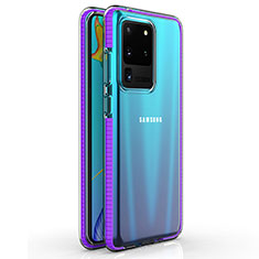 Custodia Silicone Trasparente Ultra Sottile Cover Morbida H01 per Samsung Galaxy S20 Ultra Viola