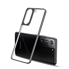 Custodia Silicone Trasparente Ultra Sottile Cover Morbida H01 per Samsung Galaxy S21 5G Nero