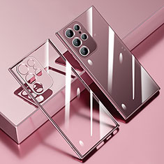 Custodia Silicone Trasparente Ultra Sottile Cover Morbida H01 per Samsung Galaxy S22 Ultra 5G Oro Rosa