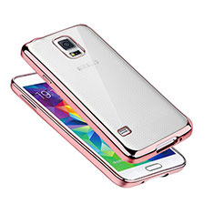 Custodia Silicone Trasparente Ultra Sottile Cover Morbida H01 per Samsung Galaxy S5 Duos Plus Oro Rosa