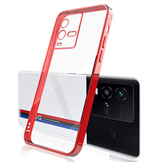 Custodia Silicone Trasparente Ultra Sottile Cover Morbida H01 per Vivo iQOO 10 5G Rosso