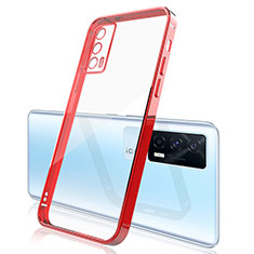 Custodia Silicone Trasparente Ultra Sottile Cover Morbida H01 per Vivo iQOO 7 India 5G Rosso