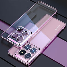 Custodia Silicone Trasparente Ultra Sottile Cover Morbida H01 per Xiaomi Mi 14 5G Viola