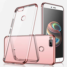 Custodia Silicone Trasparente Ultra Sottile Cover Morbida H01 per Xiaomi Mi 5X Oro Rosa