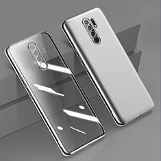 Custodia Silicone Trasparente Ultra Sottile Cover Morbida H01 per Xiaomi Redmi 9 Prime India Argento