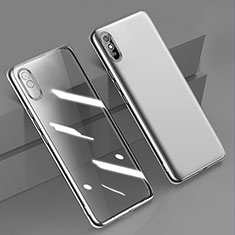 Custodia Silicone Trasparente Ultra Sottile Cover Morbida H01 per Xiaomi Redmi 9A Argento