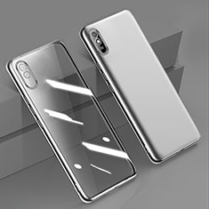 Custodia Silicone Trasparente Ultra Sottile Cover Morbida H01 per Xiaomi Redmi 9i Argento