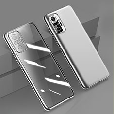 Custodia Silicone Trasparente Ultra Sottile Cover Morbida H01 per Xiaomi Redmi Note 10 Pro 4G Argento