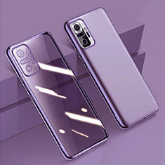 Custodia Silicone Trasparente Ultra Sottile Cover Morbida H01 per Xiaomi Redmi Note 10 Pro Max Viola