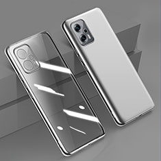 Custodia Silicone Trasparente Ultra Sottile Cover Morbida H01 per Xiaomi Redmi Note 11T Pro+ Plus 5G Argento