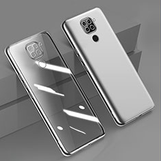 Custodia Silicone Trasparente Ultra Sottile Cover Morbida H01 per Xiaomi Redmi Note 9 Argento