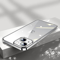 Custodia Silicone Trasparente Ultra Sottile Cover Morbida H02 per Apple iPhone 13 Argento