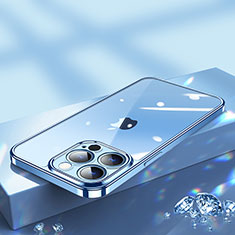 Custodia Silicone Trasparente Ultra Sottile Cover Morbida H02 per Apple iPhone 13 Pro Max Blu