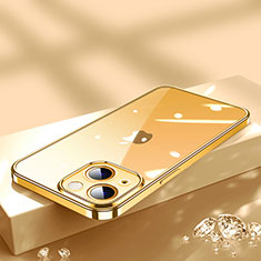 Custodia Silicone Trasparente Ultra Sottile Cover Morbida H02 per Apple iPhone 14 Oro