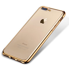 Custodia Silicone Trasparente Ultra Sottile Cover Morbida H02 per Apple iPhone 7 Plus Oro