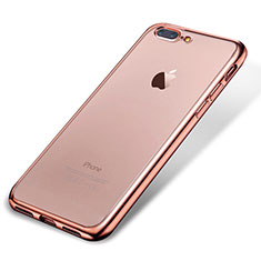 Custodia Silicone Trasparente Ultra Sottile Cover Morbida H02 per Apple iPhone 7 Plus Oro Rosa