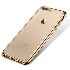 Custodia Silicone Trasparente Ultra Sottile Cover Morbida H02 per Apple iPhone 8 Plus Oro