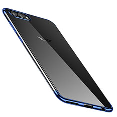 Custodia Silicone Trasparente Ultra Sottile Cover Morbida H02 per Huawei Honor View 10 Blu