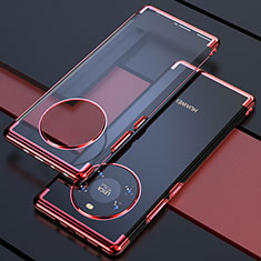 Custodia Silicone Trasparente Ultra Sottile Cover Morbida H02 per Huawei Mate 40 Rosso