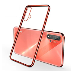 Custodia Silicone Trasparente Ultra Sottile Cover Morbida H02 per Huawei Nova 5 Pro Rosso