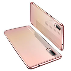 Custodia Silicone Trasparente Ultra Sottile Cover Morbida H02 per Huawei P20 Oro Rosa