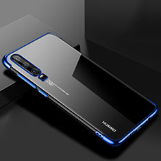 Custodia Silicone Trasparente Ultra Sottile Cover Morbida H02 per Huawei P30 Blu