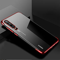Custodia Silicone Trasparente Ultra Sottile Cover Morbida H02 per Huawei P30 Rosso