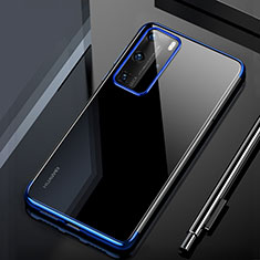 Custodia Silicone Trasparente Ultra Sottile Cover Morbida H02 per Huawei P40 Pro Blu